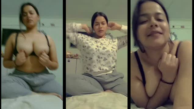 Seductive Indian Girlfriend Showing Off Her Boobs During Oil Massage Video