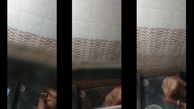 Desi Wife Bathing Captured in Secret
