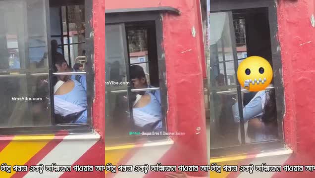Bangladeshi Love Birds Enjoying Romantic Roamnce on Public Bus in College Dress