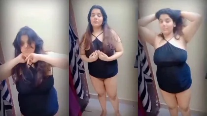 Hijabi Wife Striping In Black Dress Part-1