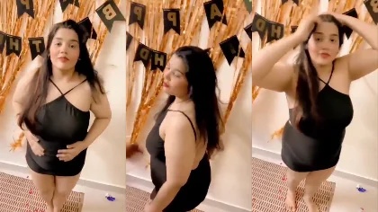 Hijabi Wife Striping In Black Dress Part-2