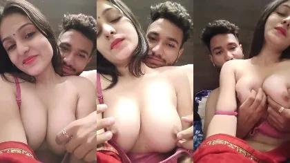 Gorggeous Sexy Bhabi Hot Boobs Press Fucking Hard In Dogy Style In Red Saree By Hubby Part-1