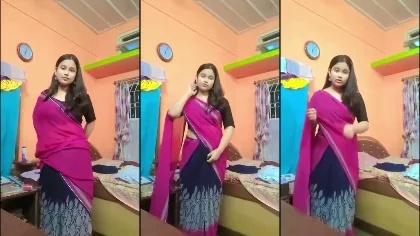Desi Cute Shy Girl In Saree Showing Boobs By Removing Blouse Showing Boobs