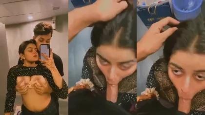 Horny Big Boobs Gf Kissing Sucking Bf’s Dick In Mall Bathroom