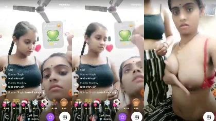Mother & Daughter Show Juicy Big Boobs Private Cam With Full Face Hindi Audio Part-1