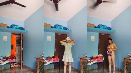 Beautiful Slim Sister Wearing Cloths After Bath Filmed By Spy Cam