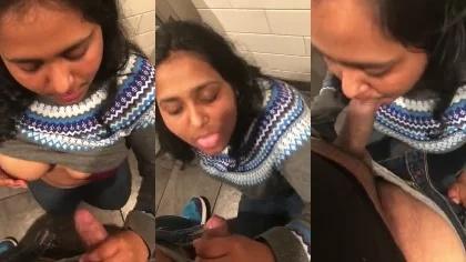 Chubby Horny Gf Deepthroat Sucking Dick And Cum In Mouth In Public Toilet
