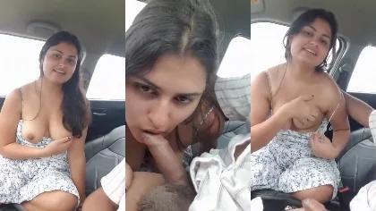Indian Sexy Cheater Wife Giving Blowjob Inside Car To Her Office Colleague