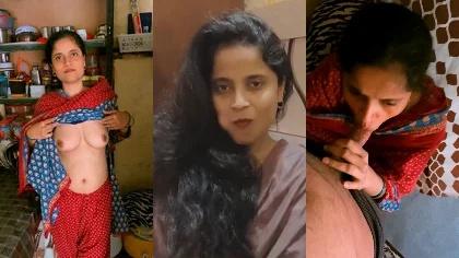 Beautiful Desi Gujju Wife Affair Showing Hot Boobs Sucking & Giving Blowjob With Sexy Expression