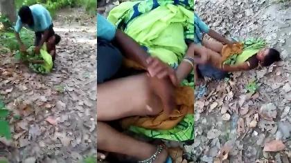 Drunk Men Try To Lefting Desi Wife Saree In Jungle