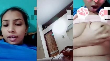 Desi Horny Teen Girl Squeezing Her Curvy Boobs Fingering Juicy Pussy Showing To Bf On Vc