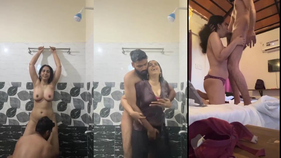 Beautiful Sexy Cheater Bhabi Boobs Blowjob Bathing & Fucking With Secret Lover