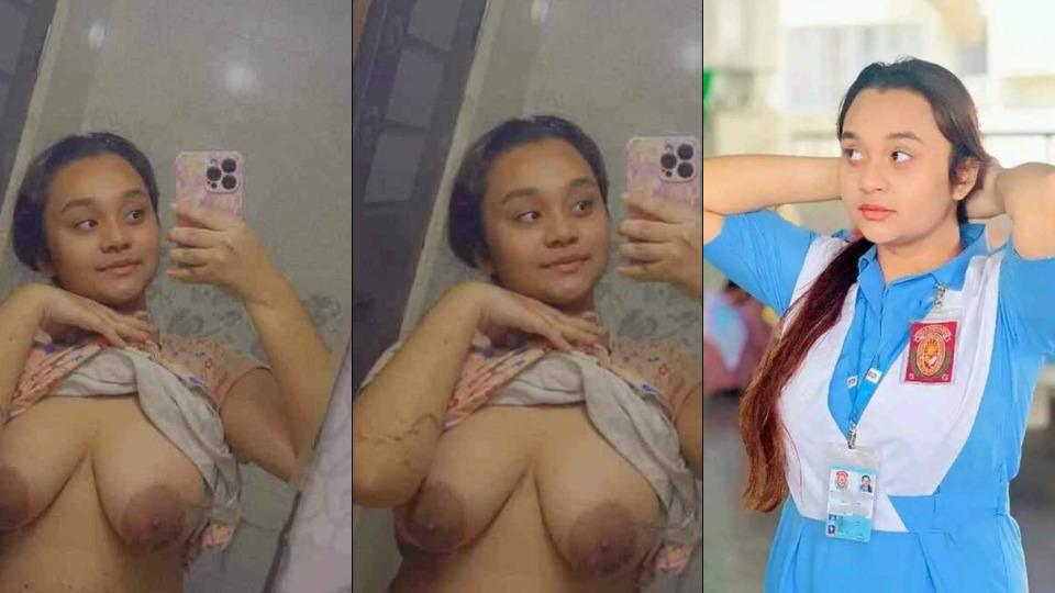 Beautiful High School Chubby Gf Showing Cute Nice Boobs & Pussy